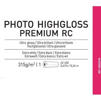 PAPEL CANSON PHOTO HIGHGLOSS PREMIUM RC 24 X15 MT 315 GR CANSON 