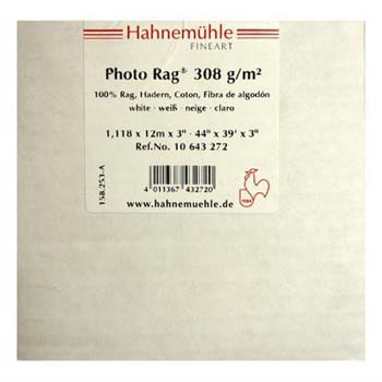 PAPEL HAHNEMUEHLE PHOTO RAG 308 GR 36\'X12 MTS
