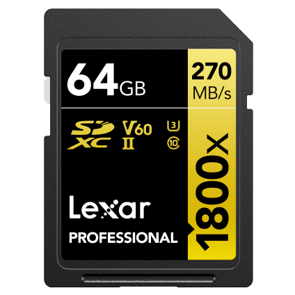 TARJETA SD 64 GB LEXAR (270MB/S 1800X) SD-XC UHS-II 4K LEXAR 