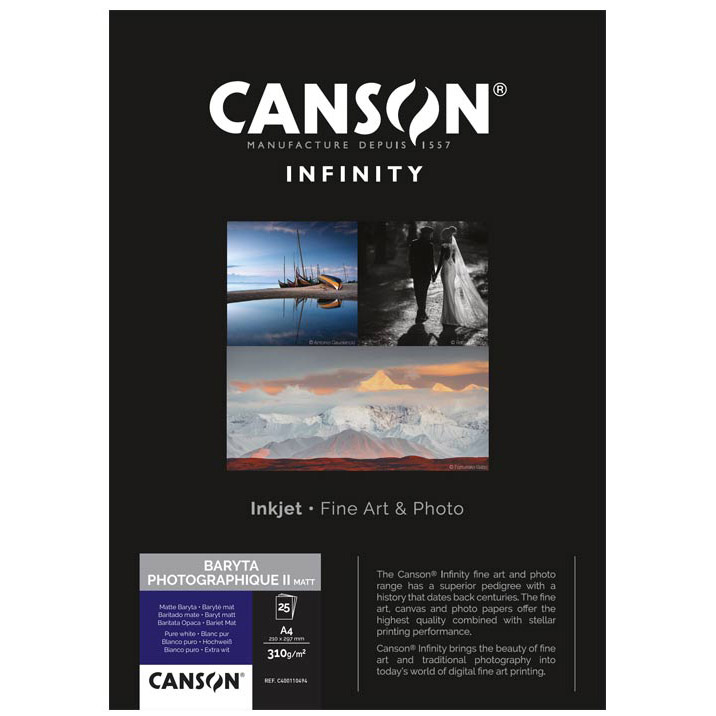 PAPEL CANSON BARYTA PHOTOGRAPHIQUE II MATT A4 310GRM (25H) CANSON 