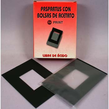 PASPARTUS PRINT 4.5X6 (20) EXT 9X12 CARTULINA NEGRA + BOLSA