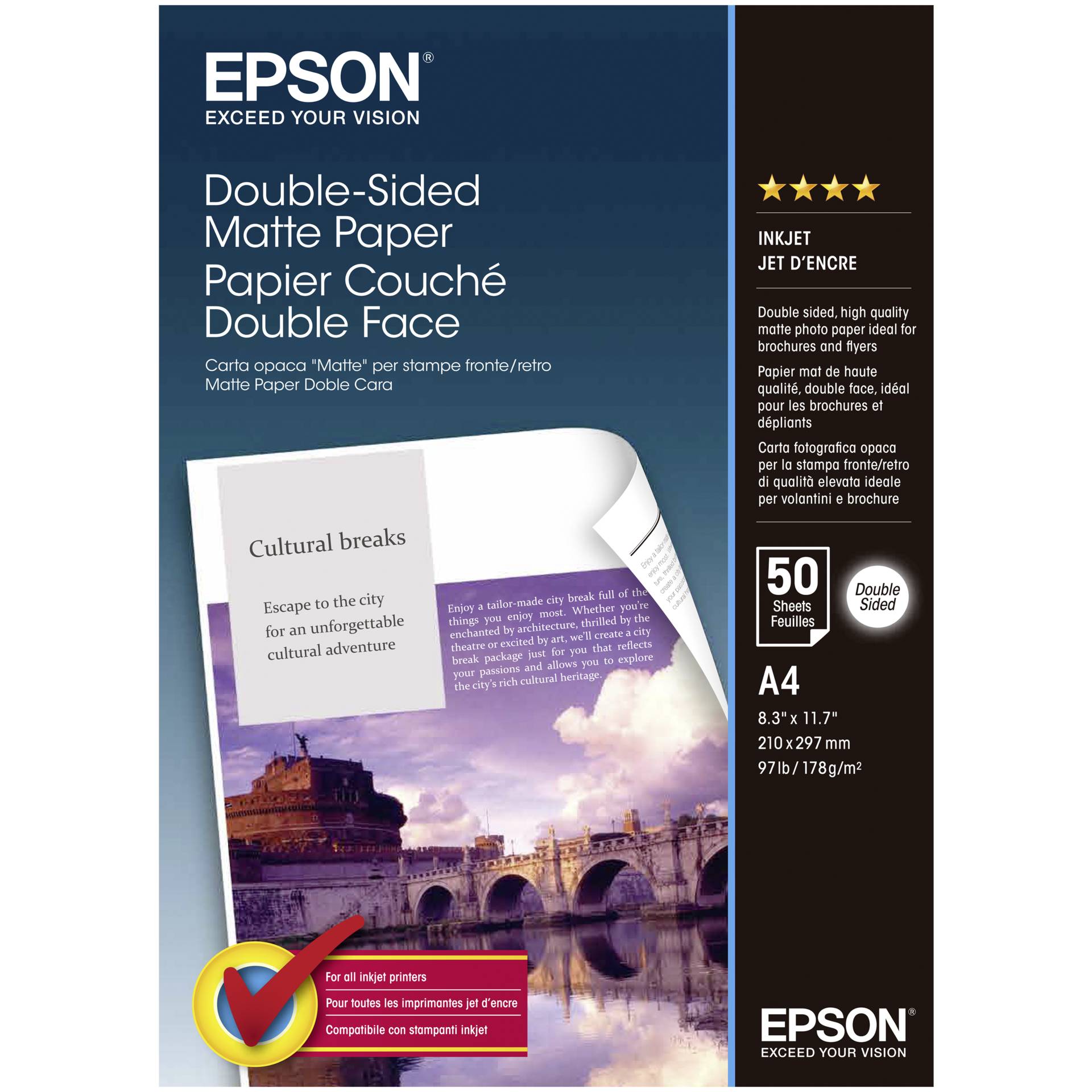 PAPEL EPSON A4 50H MATE DOBLE CARA 178 GR