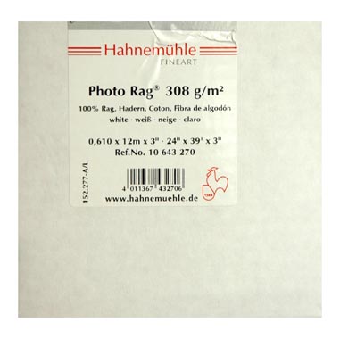 PAPEL HAHNEMUEHLE PHOTO RAG 308 GR 24\'X12 MTS