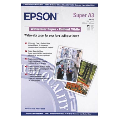 PAPEL EPSON A3+ 20H WATERCOLOR PAPER-RADIANT WHITE 190 GR