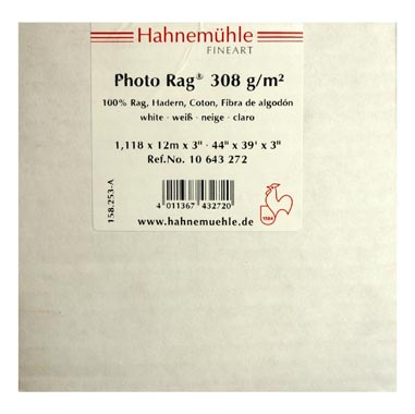 PAPEL HAHNEMUEHLE PHOTO RAG 308 GR 44\'X12 MTS