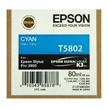 TINTA EPSON T5802 CIAN PARA PRO-3800-3880 80 ML