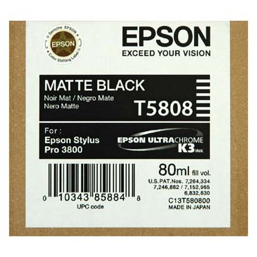 TINTA EPSON T5808 NEGRO MATE PARA PRO-3800-3880 80 ML
