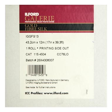 PAPEL ILFORD 17\'X12 MT GALERIE PRESTIGE GOLD FIBRE 310 GRM