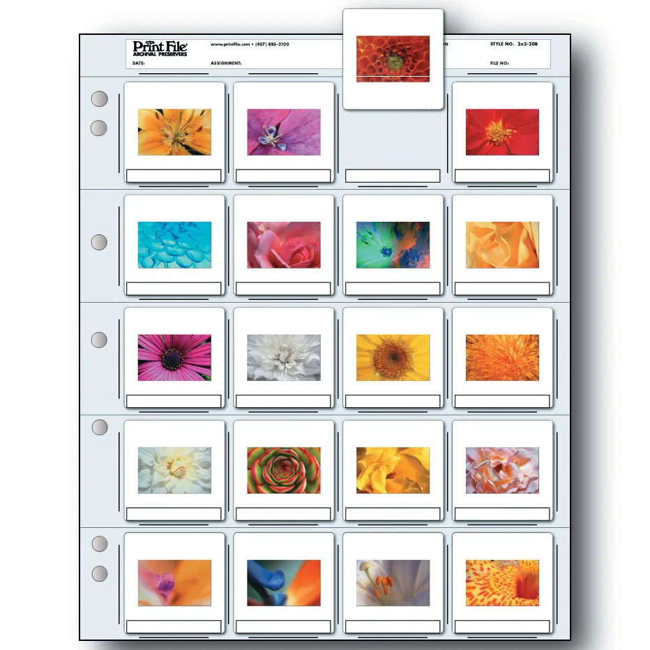 HOJAS PRINT-FILE PARA 20 DIAPOSITIVAS (2X2-20B) 10H