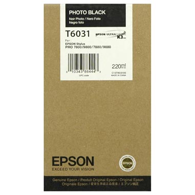 TINTA EPSON T6031 NEGRO FOTO 220 ML P/ 7880-9880-7800-9800 EPSON 