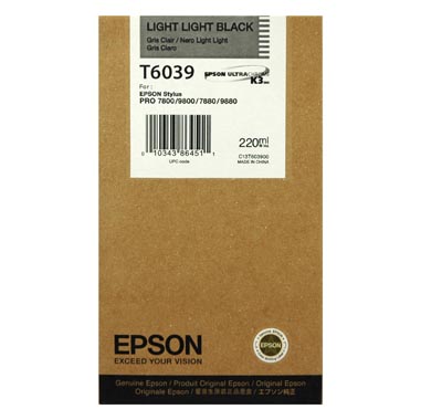 TINTA EPSON T6039 GRIS CLARO 220 ML P/ 7880-9880-9800-7800 EPSON 