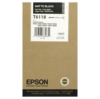 TINTA EPSON T6118 NEGRO MATE 110 ML P/ 7880-9880-7800-9800 EPSON 