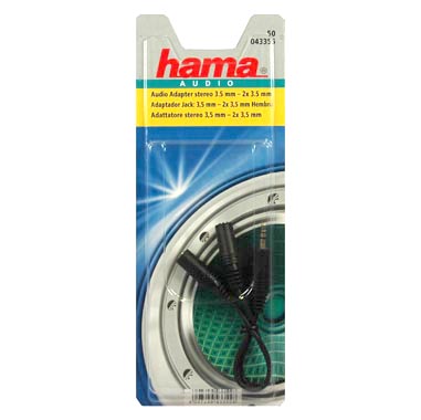 ADAPTADOR HAMA AUDIO STEREO 3.5MM A 2X3.5MM STEREO