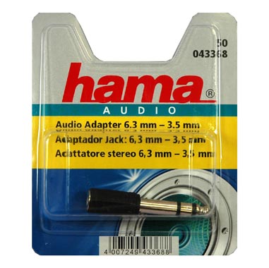 ADAPTADOR HAMA AUDIO 3.5MM A 6.3MM STEREO