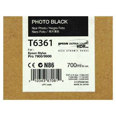 TINTA EPSON T6361 700 ML NEGRO FOTO PARA 9900-7900-7890 EPSON 