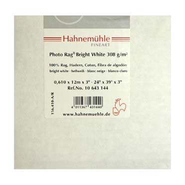 PAPEL HAHNEMUEHLE PHOTO RAG BRIGHT WHITE 310 GR 44 X12 MTS HAHNEMUEHLE 