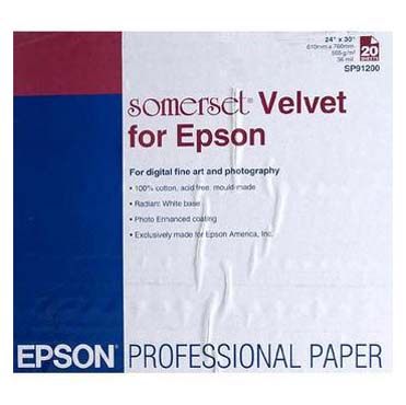 PAPEL EPSON A1 20H SOMERSET VELVET FOR EPSON (24 X30 ) 505 G