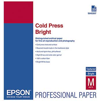 PAPEL EPSON A3+ 25H COLD PRESS BRIGHT 340GR