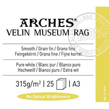 PAPEL CANSON ARCHES VELIN MUSEUM RAG A3 25H 315 GR