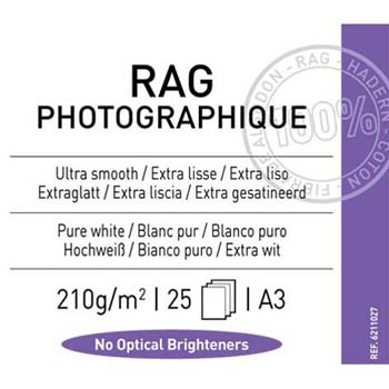PAPEL CANSON RAG PHOTOGRAPHIQUE A3 25H 210 GR