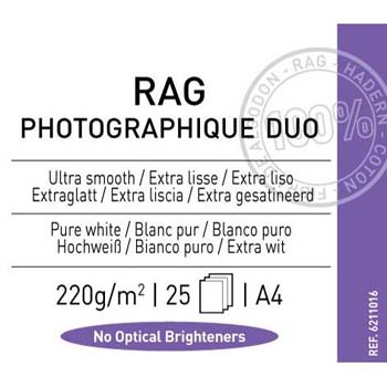 PAPEL CANSON RAG PHOTOGRAPHIQUE DUO A4 25H 220 GR
