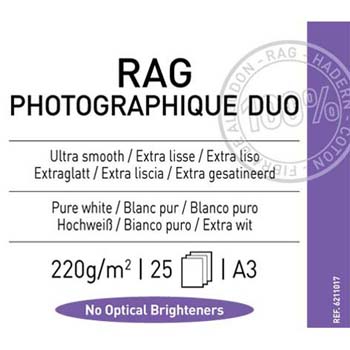PAPEL CANSON RAG PHOTOGRAPHIQUE DUO A3 25H 220 GR