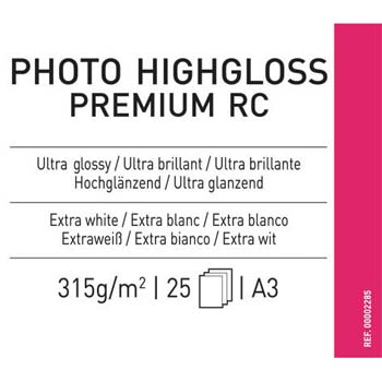 PAPEL CANSON PHOTO HIGHGLOSS PREMIUM RC A3 25H 315 GR