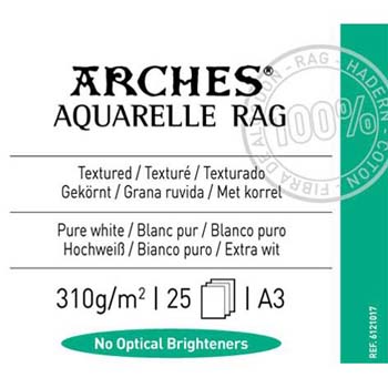PAPEL CANSON ARCHES AQUARELLE RAG A3 25H 310 GR