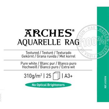 PAPEL CANSON ARCHES AQUARELLE RAG A3+ 25H 310 GR