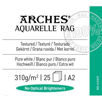 PAPEL CANSON ARCHES AQUARELLE RAG A2 25H 310 GR