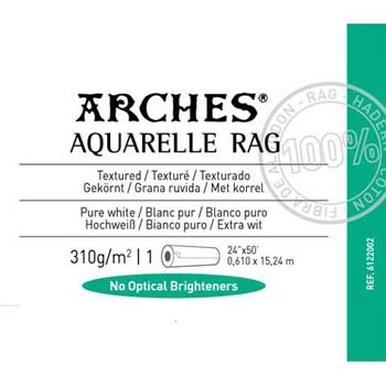 PAPEL CANSON ARCHES AQUARELLE RAG 24 X15 MT 310 GR