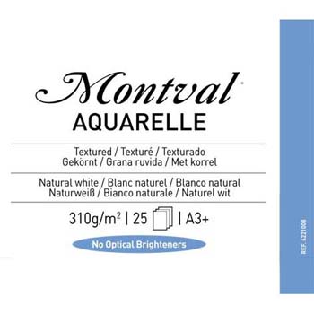 PAPEL CANSON MONTVAL AQUARELLE A3+ 25H 310 GR