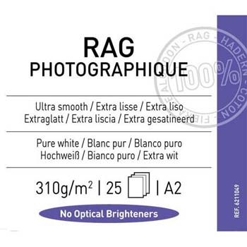 PAPEL CANSON RAG PHOTOGRAPHIQUE A2 25H 310 GR
