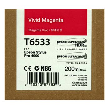 TINTA EPSON T6533 200 ML VIVID MAGENTA PARA 4900