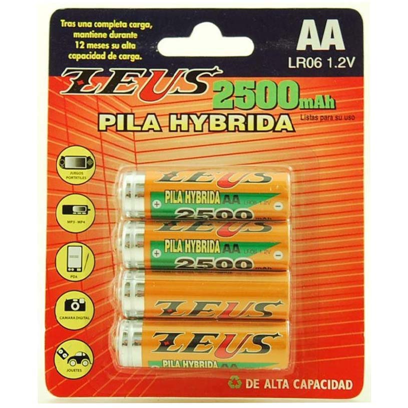 PILA RECARGABLE ZEUS R6 2500 mAh HYBRIDA (x4)