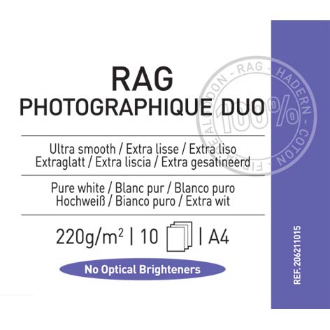 PAPEL CANSON RAG PHOTOGRAPHIQUE DUO A4 10H 220 GR CANSON 