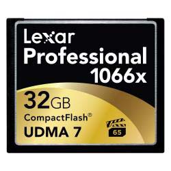 TARJETA CF 32 GB LEXAR 1066x PRO (160 MB/SEG) UDMA 7