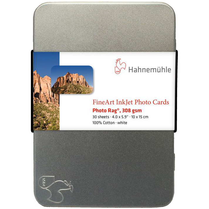 PAPEL HAHNEMUEHLE PHOTO RAG 308 GR A5 30H CAJA METALICA