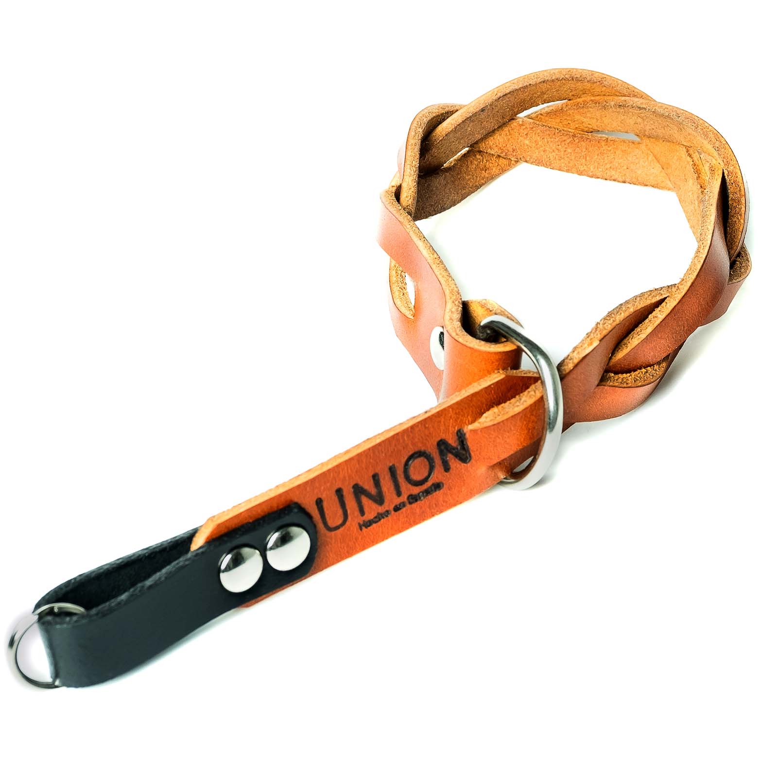CORREA UNION U10-MCP 22 CM PIEL MARRON TRENZADA