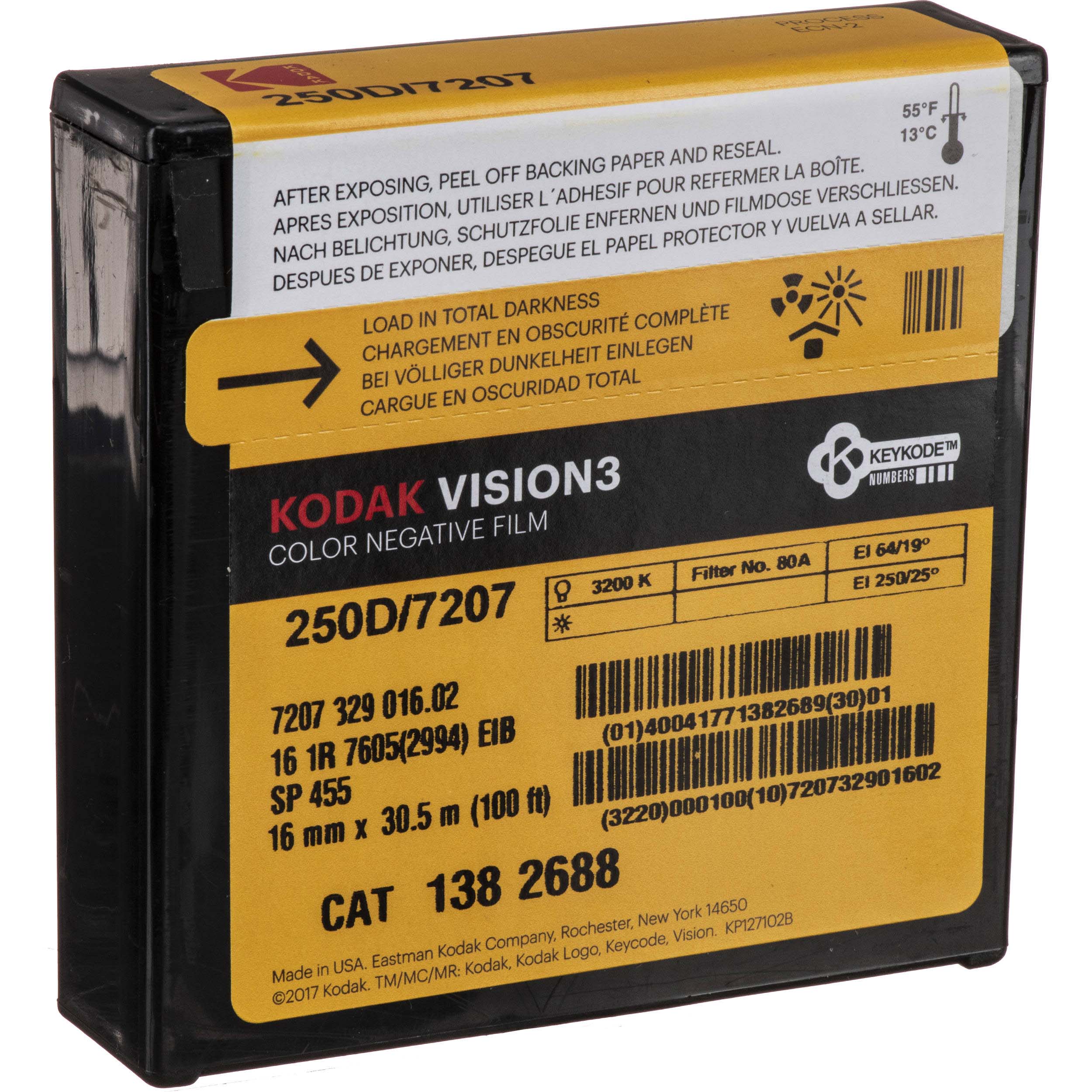 PELICULA KODAK VISION3 250D COLOR NEGATIVA 7207 16MM 30 MTS