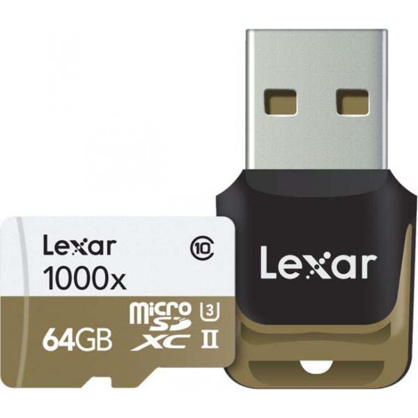 TARJETA MICRO SD 64 GB LEXAR CL.10 1000X CON ADAPT SD