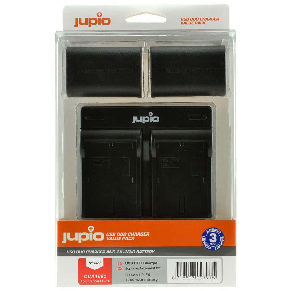 CARGADOR JUPIO DOBLE USB CON 2 BATERIAS LP-E6
