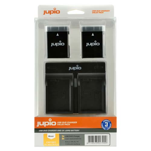 CARGADOR JUPIO USB CON 2 BATERIAS EN-EL14 (P/NIKON)