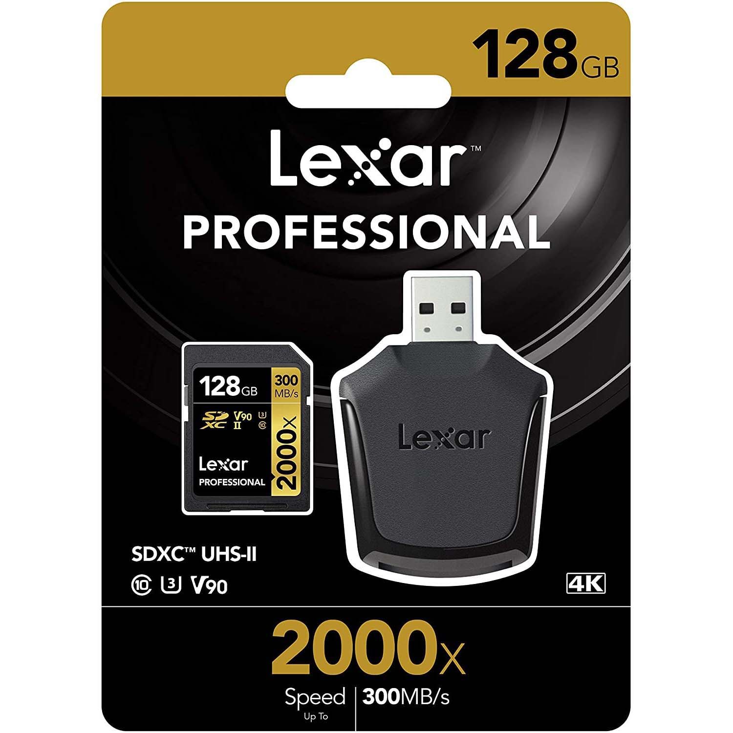 TARJETA SD 128 GB LEXAR (300 MB/S 2000X) CON LECTOR