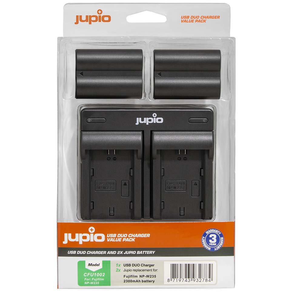 CARGADOR JUPIO DOBLE USB CON 2 BATERIAS NP-W235 (P/FUJI)
