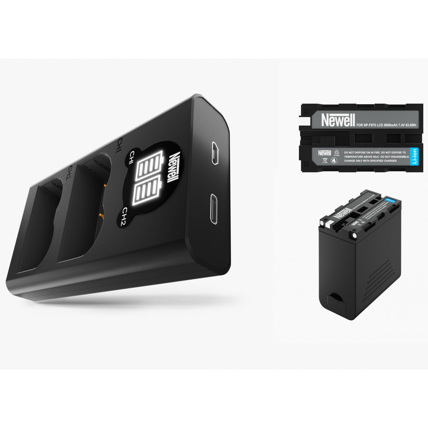 CARGADOR NEWELL CON DOS BATERIAS NP-F970 PARA SONY