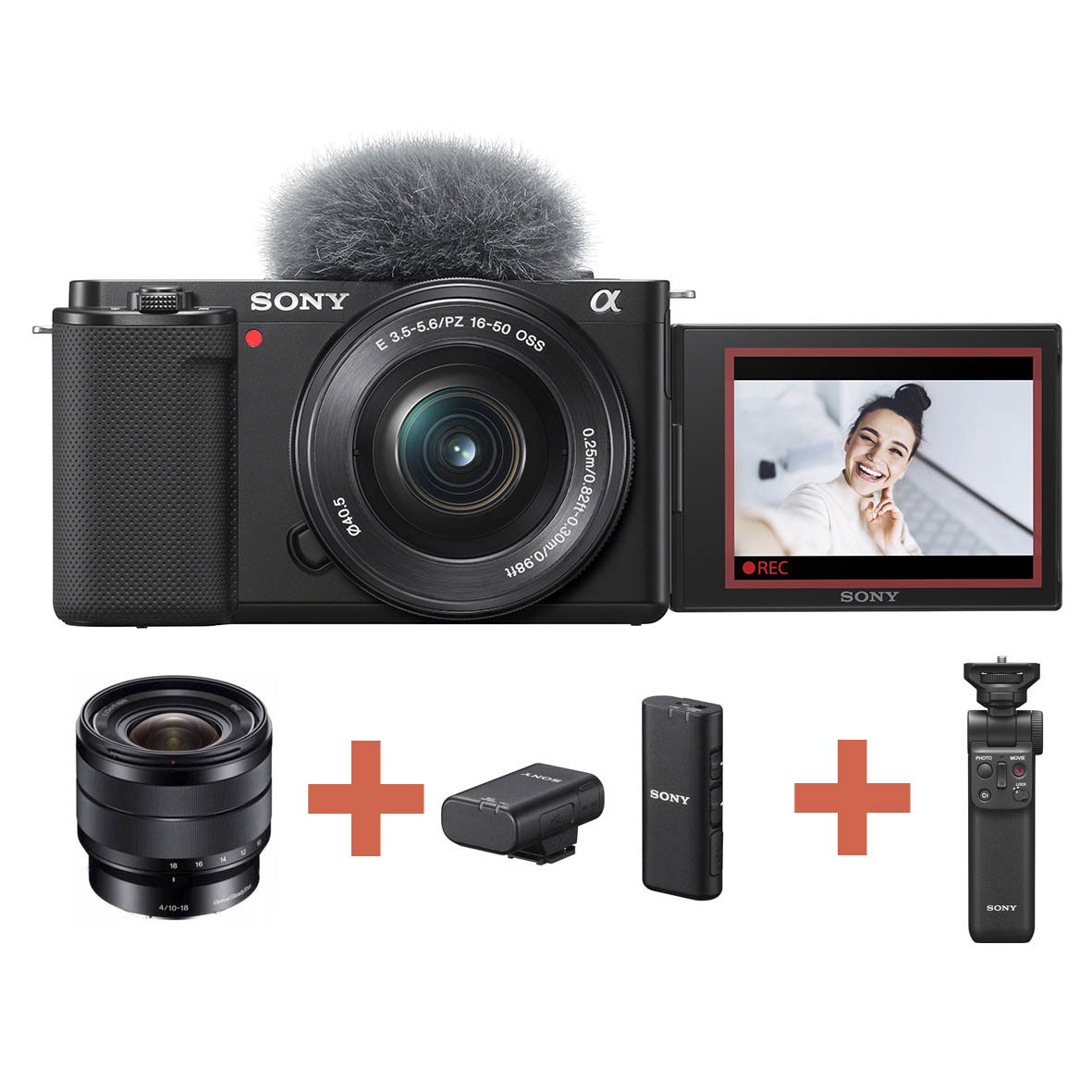 KIT SONY ZV-E10 + 16-50 + 10-18 + MICROFONO + EMPUÑADURA