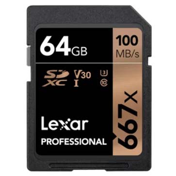 TARJETA SD 64 GB LEXAR (100 MB/S 667X) 4K UHS-1 CLAS 10 V30