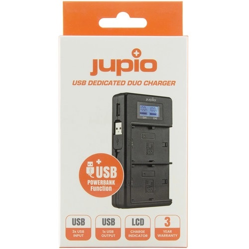 CARGADOR JUPIO USB DOBLE LCD CANON LP-E6