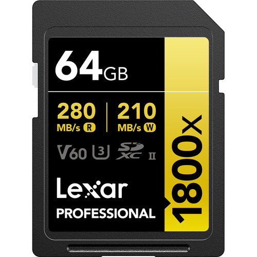 TARJETA SD 64 GB LEXAR (270MB/S 1800X) SD-XC UHS-II 4K